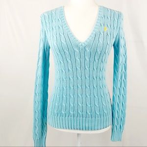 RALPH LAUREN POLO cable-knit v-neck sweater